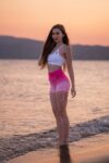 Спортни къси панталони с "ombre effect " розово с бяло